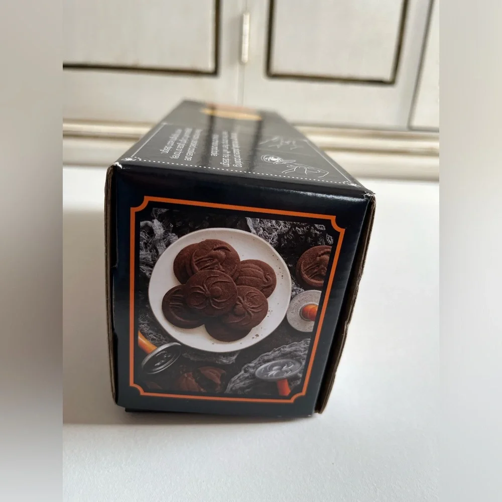 Nordic ware Halloween Cookie Stamps Set of three Cat on Moon, Spider, & Pumpkin.